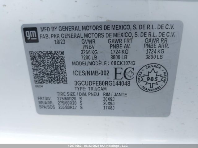 3GCUDFE80RG144048 Chevrolet lz0