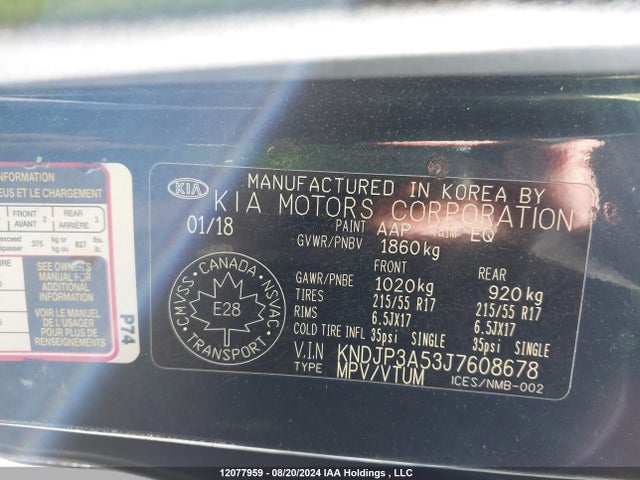 Продажа на аукционе авто 2018 Kia Soul, vin: KNDJP3A53J7608678, номер лота: 12077959