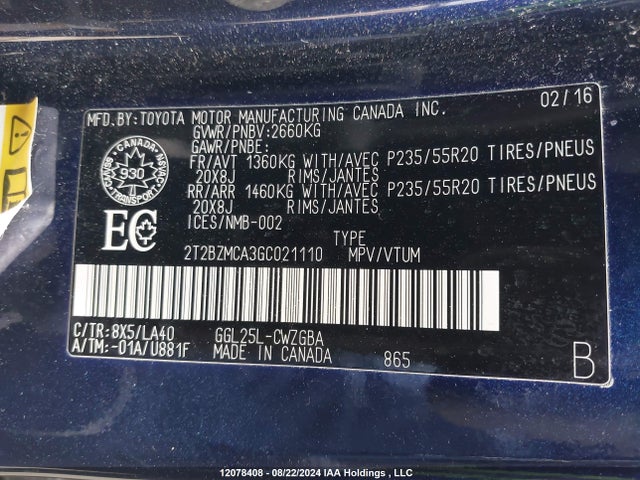 Lexus RX 2016 2T2BZMCA3GC021110 Image 9