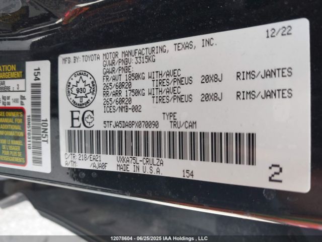 5TFJA5DA8PX070090 Toyota v35a-fts