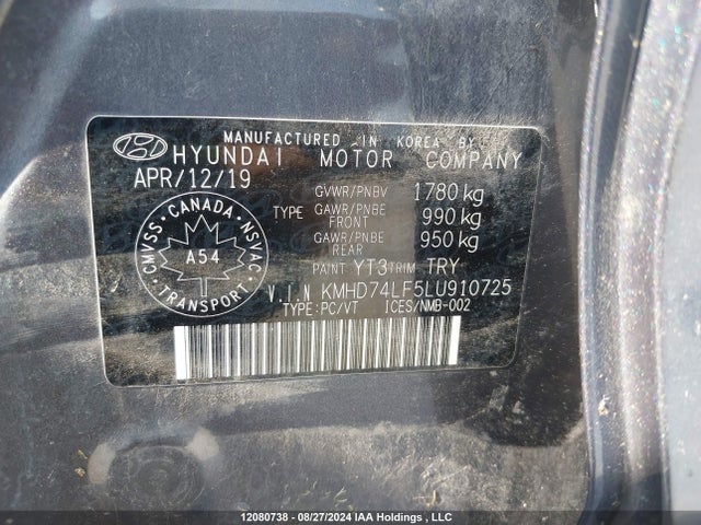 KMHD74LF5LU910725 Hyundai mpi nu