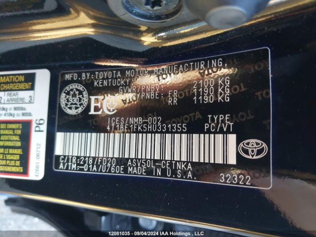 4T1BF1FK5HU331355 Toyota Camry Le/xle/se/xse