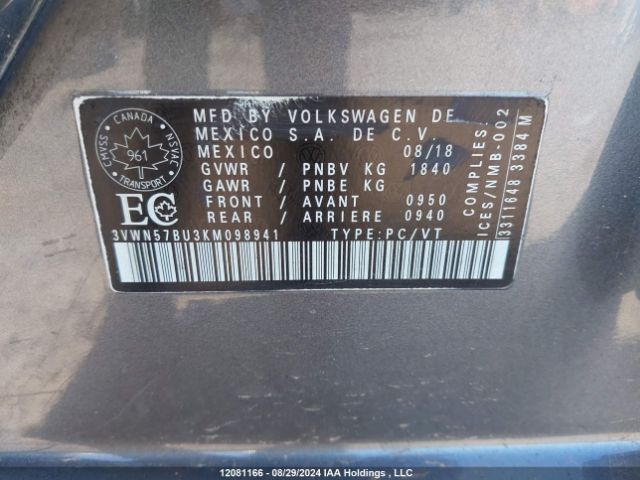 3VWN57BU3KM098941 Volkswagen 1.4 tsi