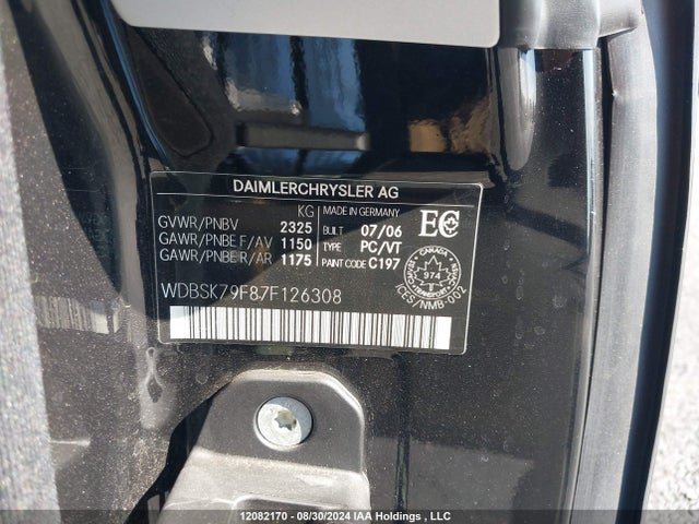 Продажа на аукционе авто 2007 Mercedes-benz Sl-class, vin: WDBSK79F87F126308, номер лота: 12082170