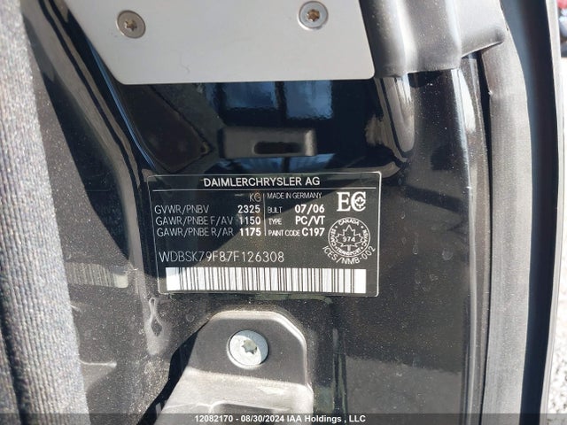 Продажа на аукционе авто 2007 Mercedes-benz Sl-class, vin: WDBSK79F87F126308, номер лота: 12082170