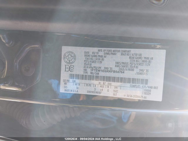 Aukcja sprzedaży 2019 Ford F150 Supercrew, vin: 1FTEW1EGXKFB54764, numer aukcji: 12082634