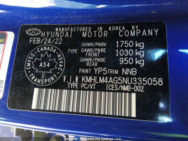 KMHLM4AG5NU335058 Hyundai ELANTRA SEL