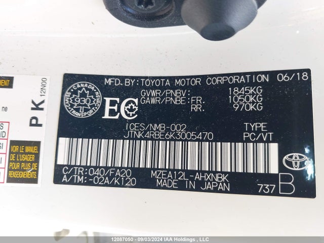 JTNK4RBE6K3005470 Toyota m20a-fks