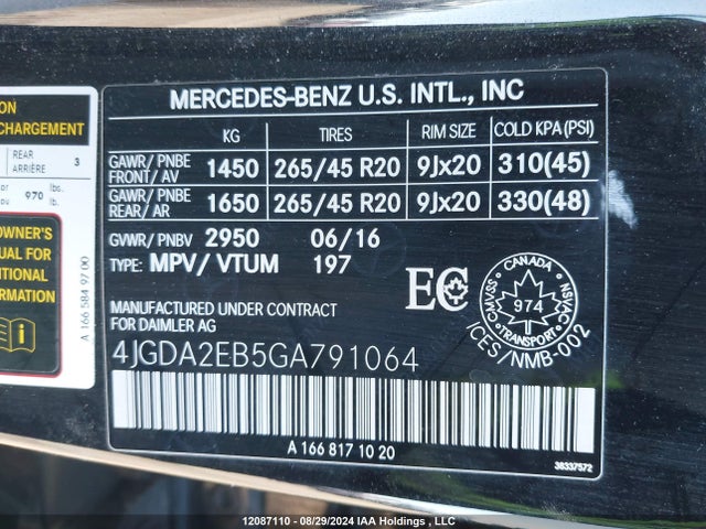 Mercedes-Benz om642 2016 4JGDA2EB5GA791064 Image 9
