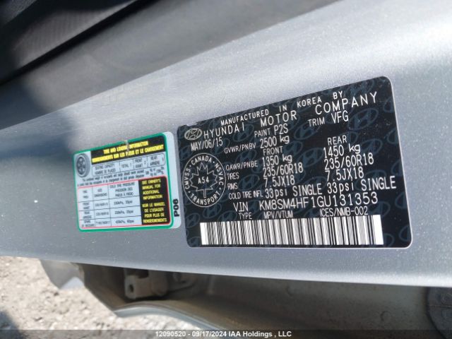 KM8SM4HF1GU131353 Hyundai Santa Fe Se