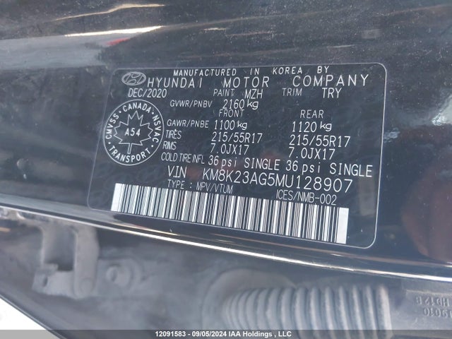 KM8K23AG5MU128907 Hyundai Kona