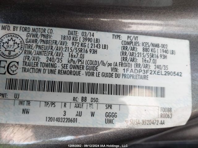 1FADP3F2XEL290542 Ford FOCUS SE