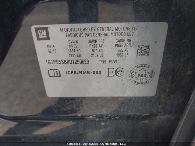 Продаж на аукціоні авто 2013 Chevrolet Cruze, vin: 1G1PE5SB0D7250629, номер лоту: 12093483