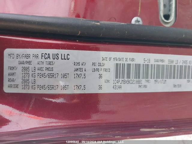 1C4PJMBX9KD210881 Jeep 2019