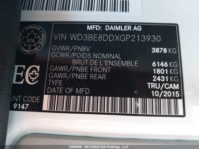 WD3BE8DDXGP213930 Mercedes-Benz 2016