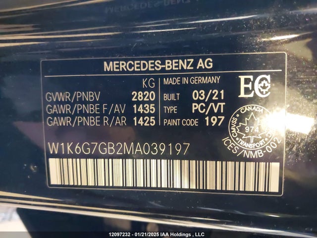 W1K6G7GB2MA039197 Mercedes-Benz m176