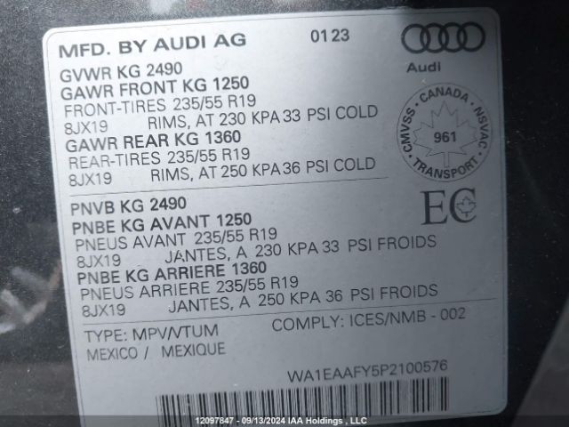 WA1EAAFY5P2100576 Audi Q5