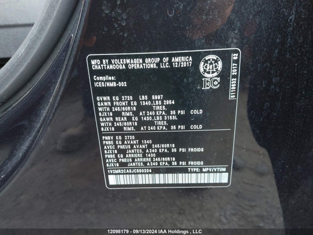 Volkswagen fsi 2018 1V2MR2CA5JC550204 Image 9