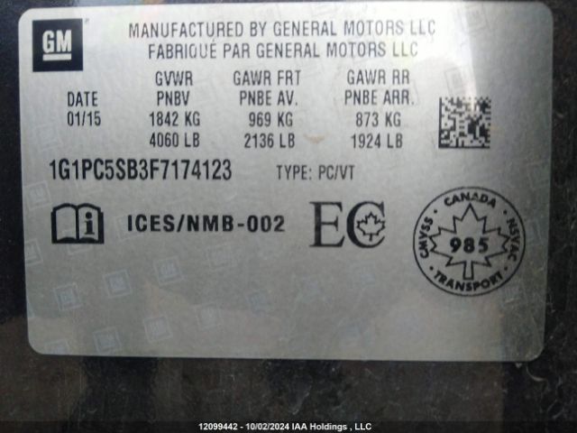 1G1PC5SB3F7174123 Chevrolet Cruze