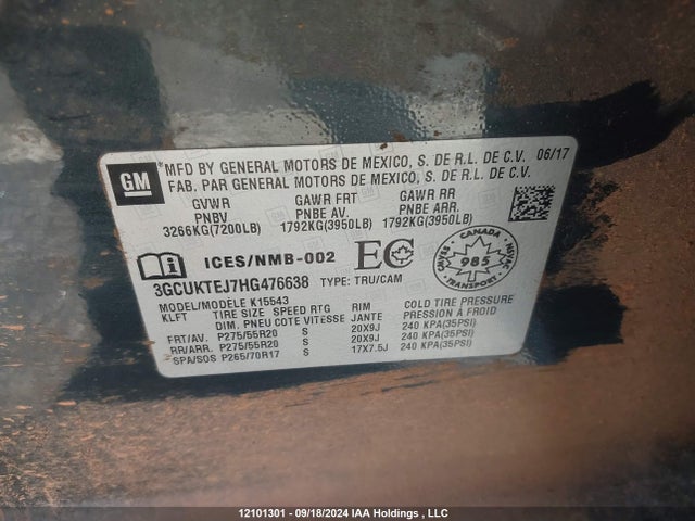3GCUKTEJ7HG476638 Chevrolet Silverado K1500 High Country