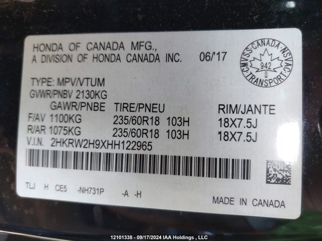 2HKRW2H9XHH122965 Honda l15be