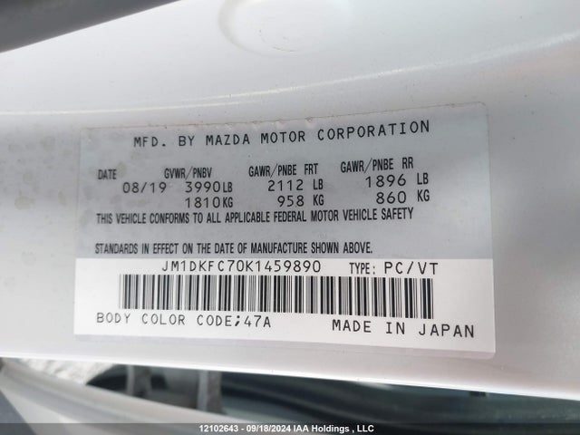 JM1DKFC70K1459890 Mazda pe