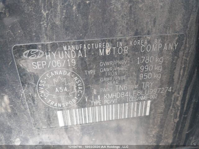 KMHD84LF8LU997274 Hyundai mpi nu