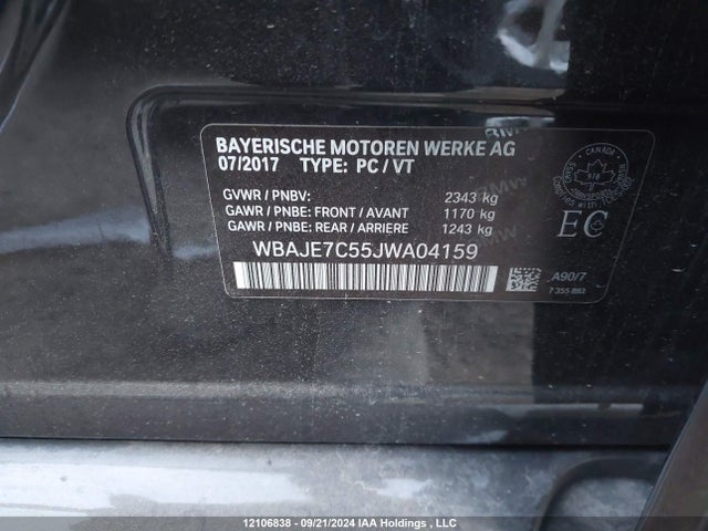 BMW 540I 2018 WBAJE7C55JWA04159 Image 9