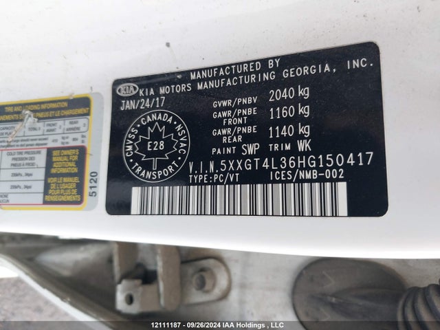KIA Optima 2017 5XXGT4L36HG150417 Image 9