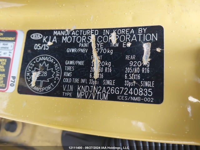 KIA gdi gamma 2016 KNDJN2A26G7240835 Image 9