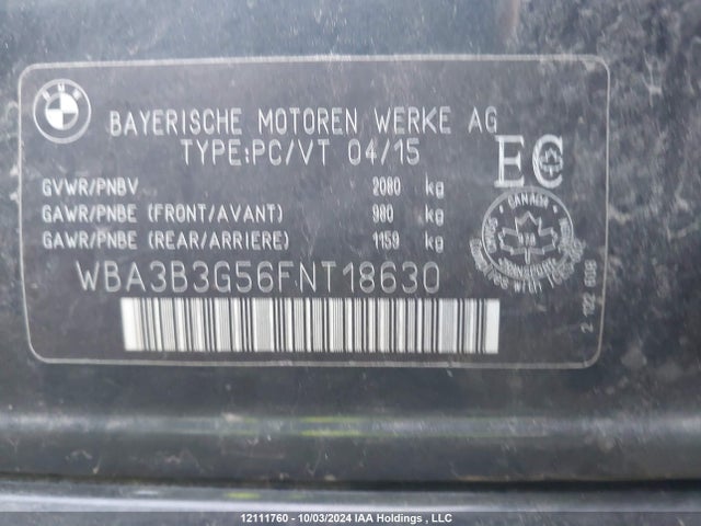 WBA3B3G56FNT18630 BMW 328I