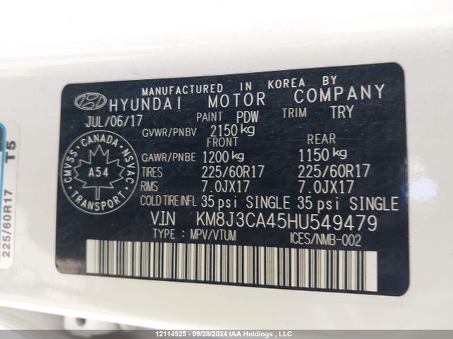 KM8J3CA45HU549479 Hyundai gdi nu