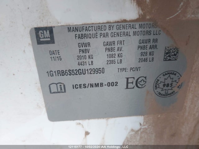 1G1RB6S52GU129950 Chevrolet l3a - di, vvt, hybrid, gen 1