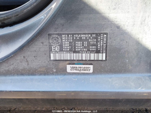 3VWE57BU9KM023743 Volkswagen 1.8 tsi