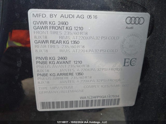 WA1L2AFP9GA147594 Audi 2.0t