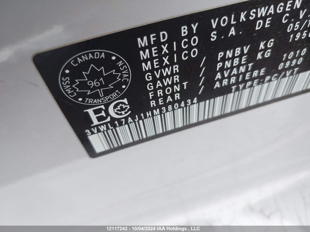 3VWL17AJ1HM380434 Volkswagen 1.8 tsi