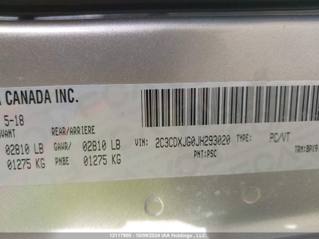 Aukcja sprzedaży 2018 Dodge Charger Gt, vin: 2C3CDXJG0JH293020, numer aukcji: 12117900
