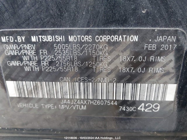 JA4JZ4AX7HZ607544 Mitsubishi 3.0 sohc mivec