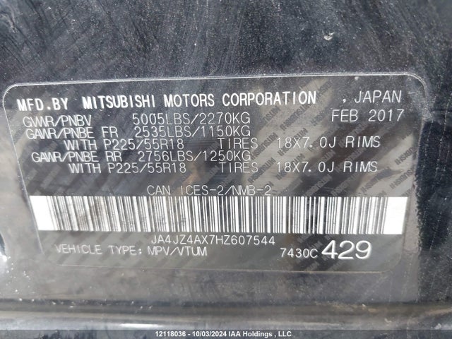 JA4JZ4AX7HZ607544 Mitsubishi 3.0 sohc mivec