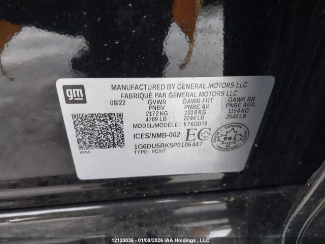 12120036 :رقم المزاد ، 1G6DU5RK5P0106447 vin ، 2023 Cadillac Ct5 مزاد بيع
