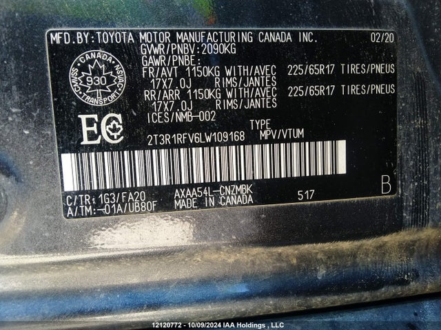 2T3R1RFV6LW109168 Toyota a25a-fks