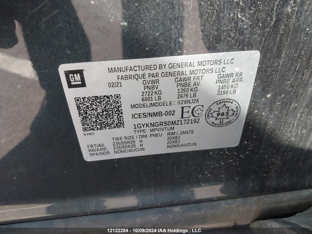 1GYKNGRS0MZ172192 Cadillac XT5