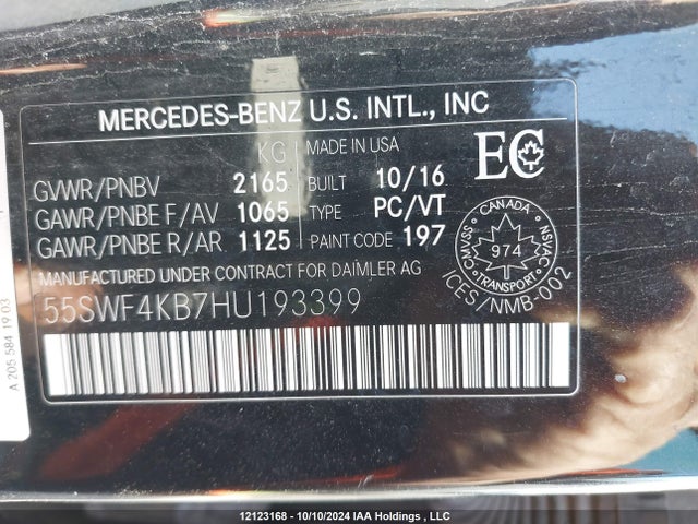 55SWF4KB7HU193399 Mercedes-Benz C-Class