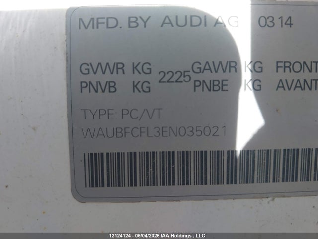 Продажа на аукционе авто 2014 Audi A4, vin: WAUBFCFL3EN035021, номер лота: 12124124