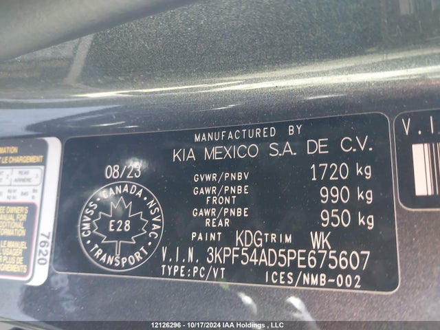 3KPF54AD5PE675607 KIA mpi nu