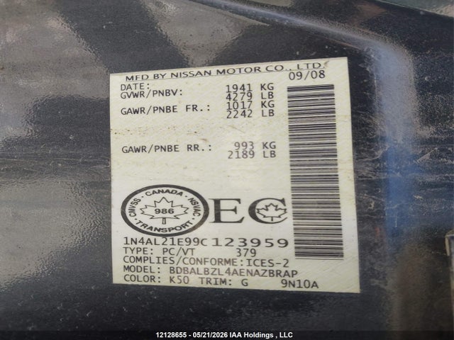 Продажа на аукционе авто 2009 Nissan Altima 2.5/2.5s, vin: 1N4AL21E99C123959, номер лота: 12128655