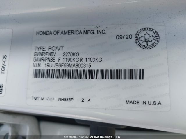 19UUB6F59MA800315 Acura k20c6