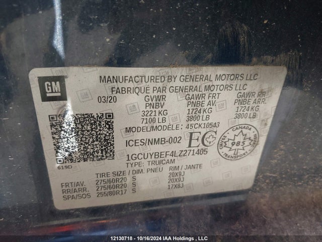 1GCUYBEF4LZ271405 Chevrolet Silverado 1500