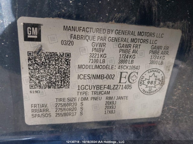 1GCUYBEF4LZ271405 Chevrolet Silverado 1500