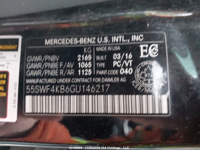 55SWF4KB6GU146217 Mercedes-Benz 2016